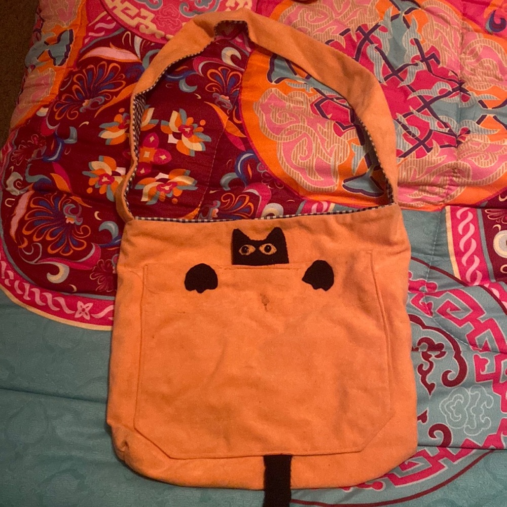 Orange peekaboo cat one shoulder bag (hand made)